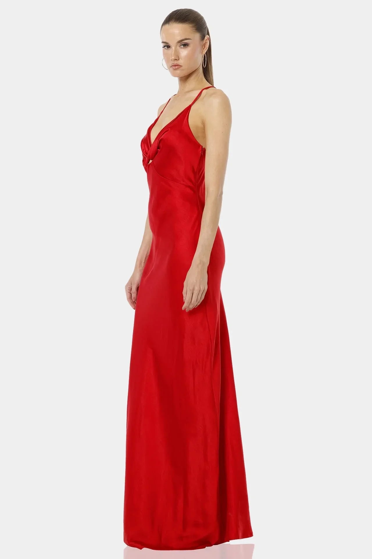 XS Aura Red Seductive Long Bodycon Dress