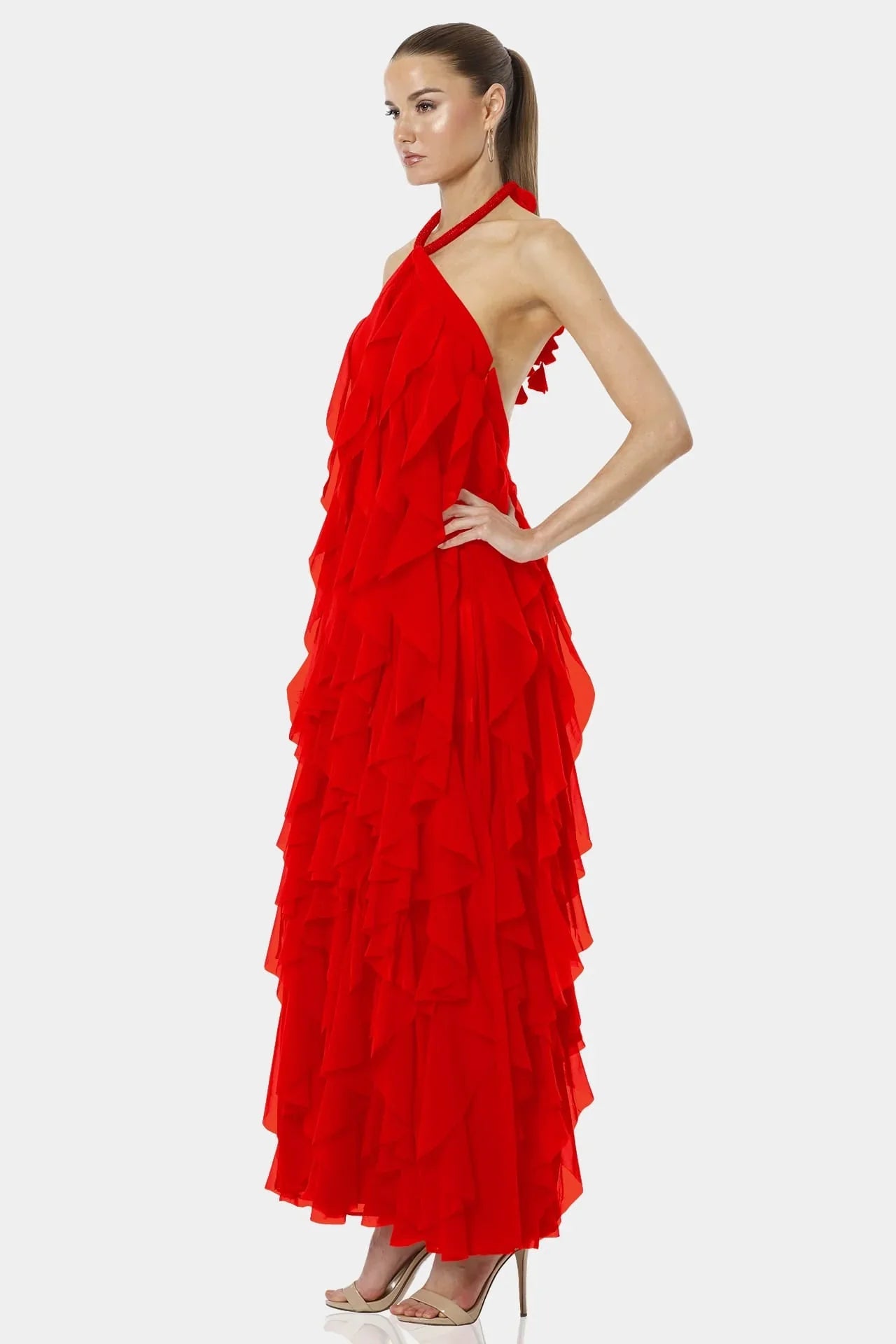 Red Ruffle Maxi Dress | Tiered Ruffle Dress | Long Maxi Dress
