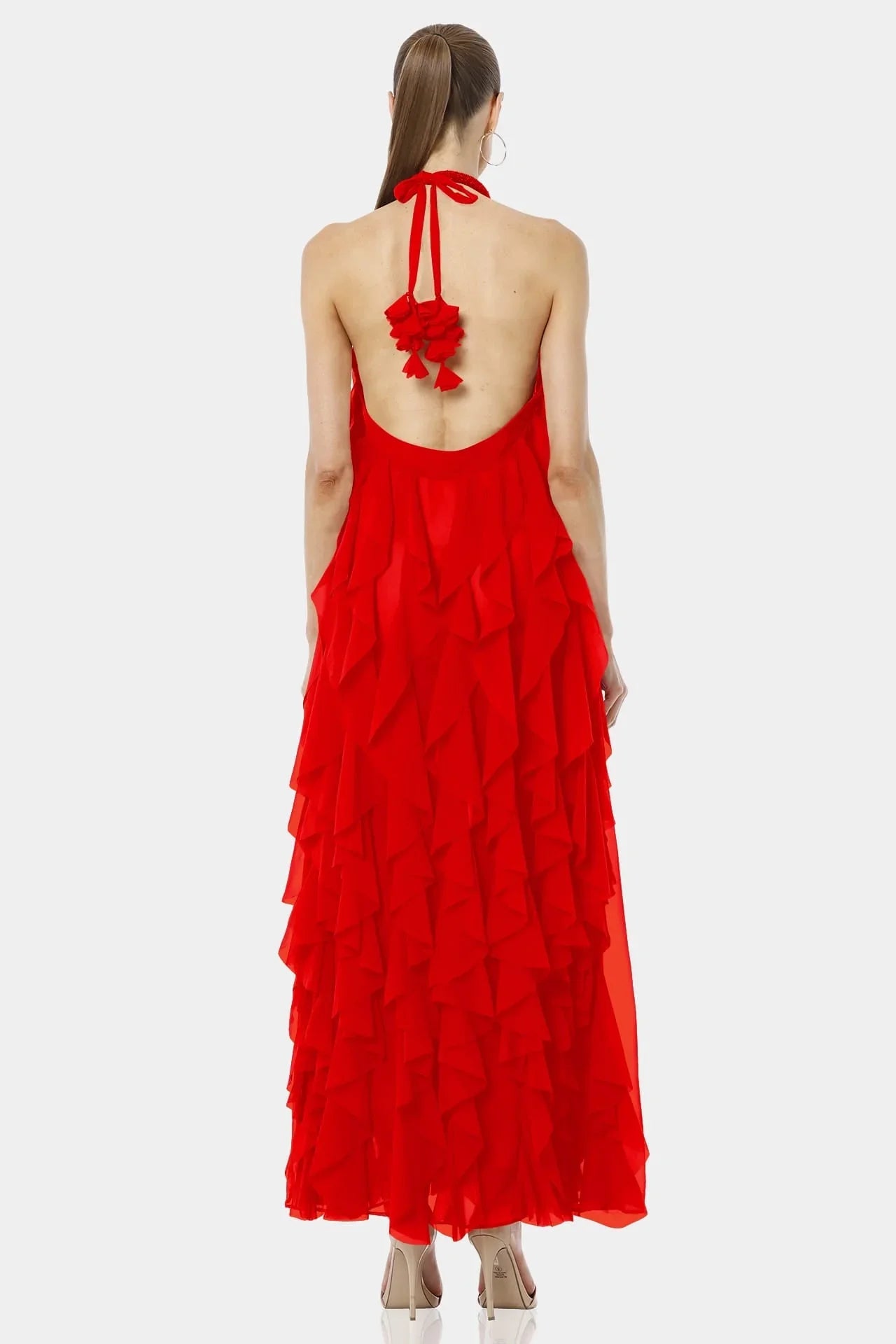 Red Ruffle Maxi Dress | Tiered Ruffle Dress | Long Maxi Dress | Qishma ...
