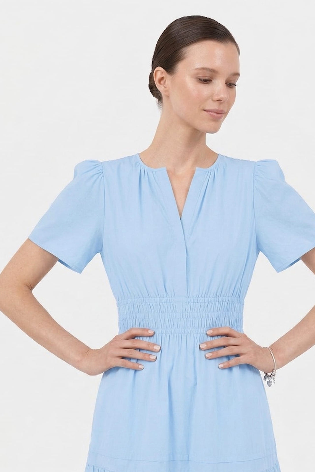 blue midi day dress Stay For The Day Blue Embroidered Midi Dress Shop the Mint
