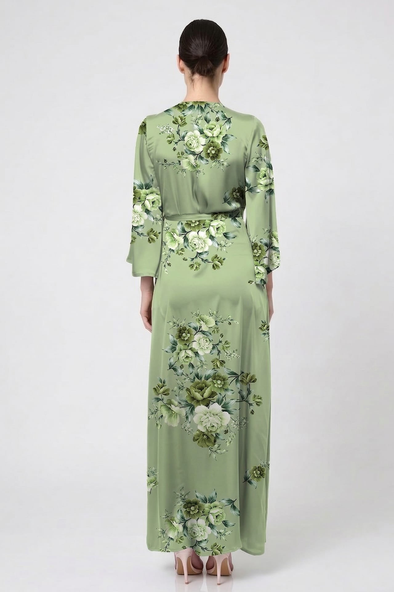sage green floral maxi dress Standard / S Satin V-Neck Wrap for Garden Parties & Resort Wear Size:8.5 US - 41.5 EU Control Type: Tummy Control 100% Polyester. Wedding Dress Macys Womens