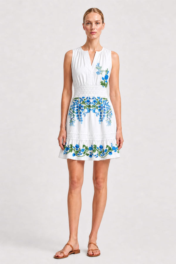 S European Summer Floral Mini Dress in Organic Cotton – Italian Coastal Fashion