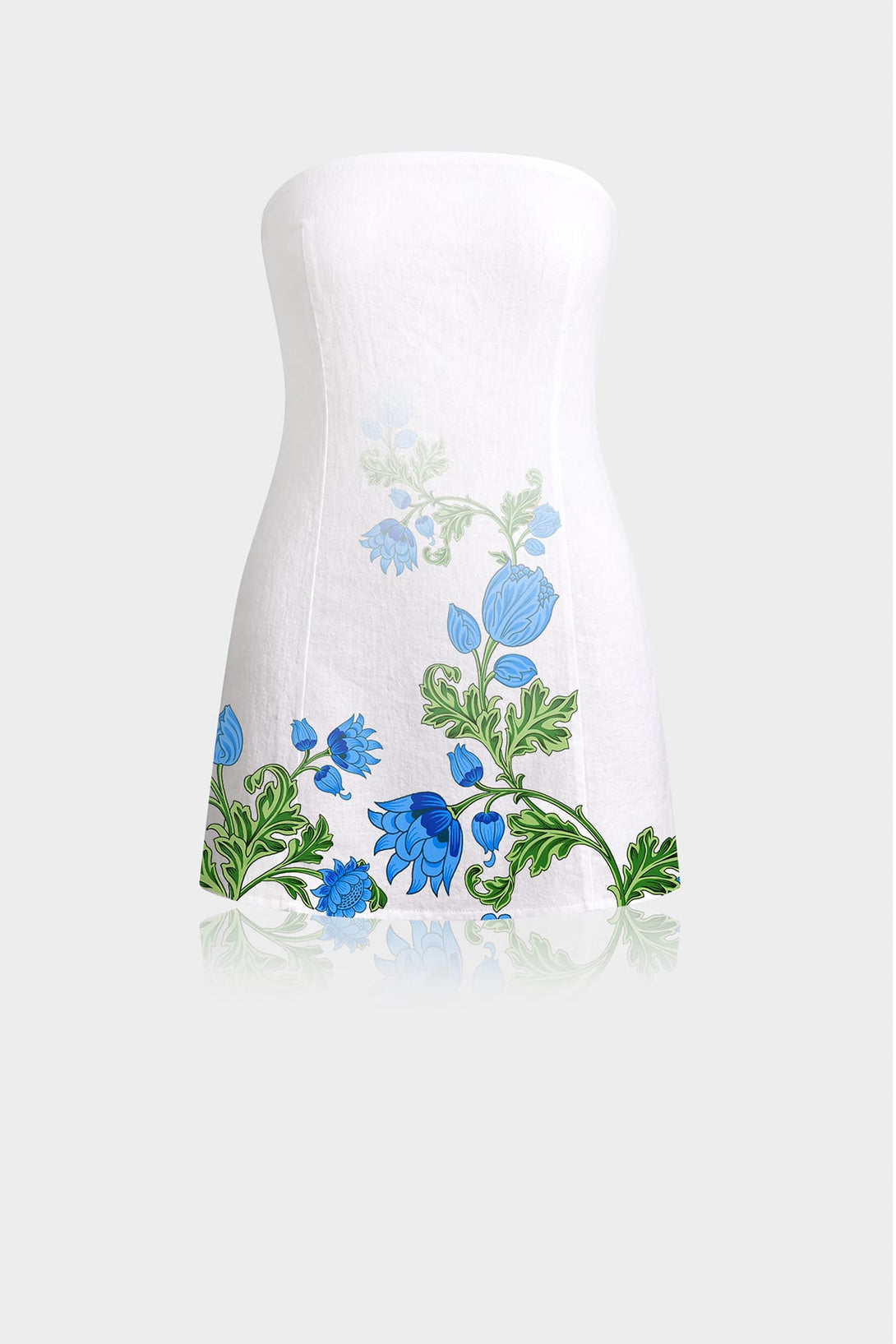 Luxury Strapless Floral Mini Dress in Organic Cotton Poplin – Shahida Parides