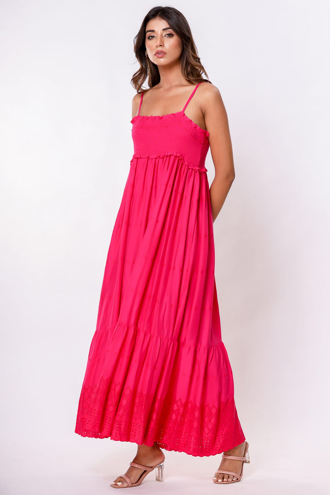 artisanal pink midi dress artisanal rose midi dress Rose Crystal Embellished Midi Dress