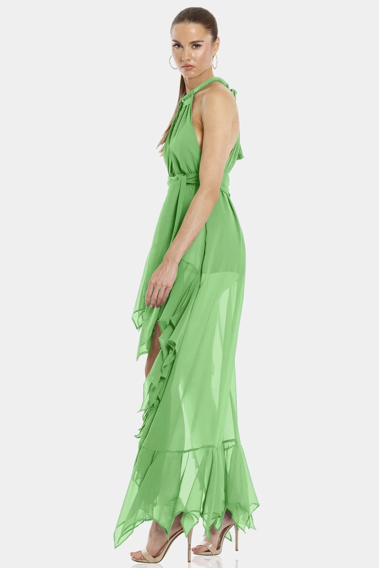 Mint Green Color Dress | Asymmetric Layer | Ruffle Maxi Dress | Qishma Extra Large Mint Green Color Dress | Asymmetric Layer | Ruffle Maxi Dress | Qishma Extra Large
