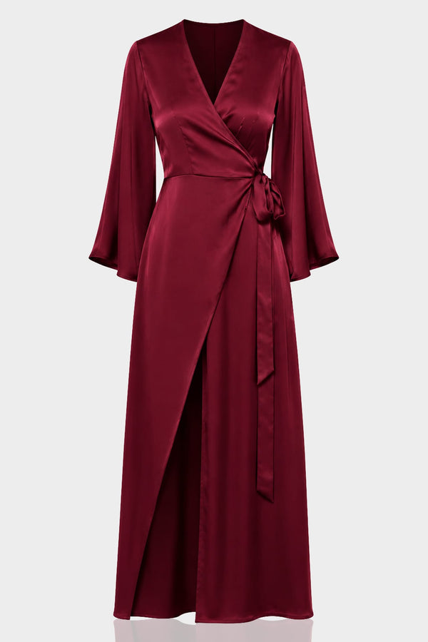 brown satin long sleeve maxi dress Custom Chocolate Wrap – Elegant Evening & Occasion Dress * Iron on low Size:WOMEN / EU 35 / US 4.5 - 5 Bigetiay Little Girl Dresses vz:oxford-shoes