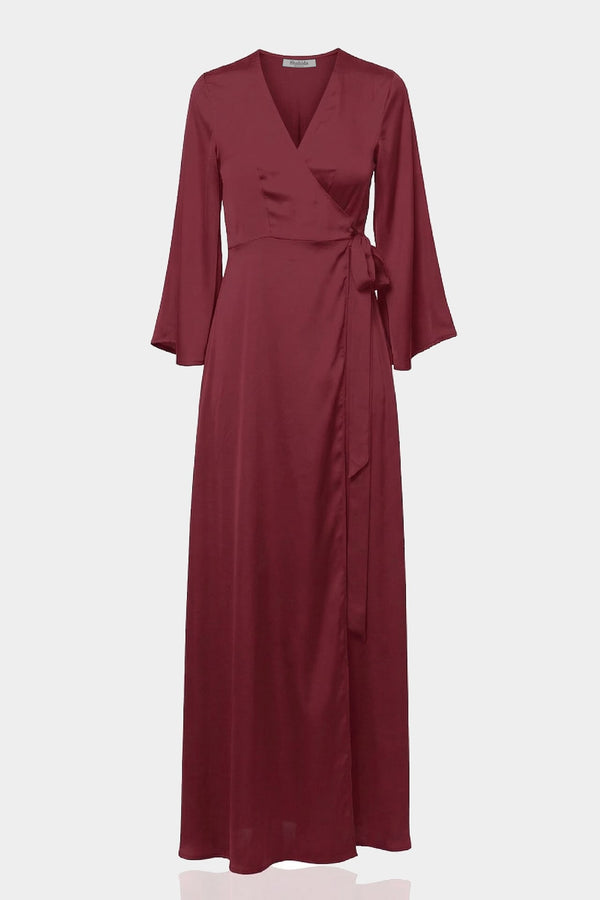 burgundy wrap dress Heather Off Shoulder Mini - US 14 side pockets and tie wrap closure that emphasizes the waist Joyfolie Women's Nerina Dress in