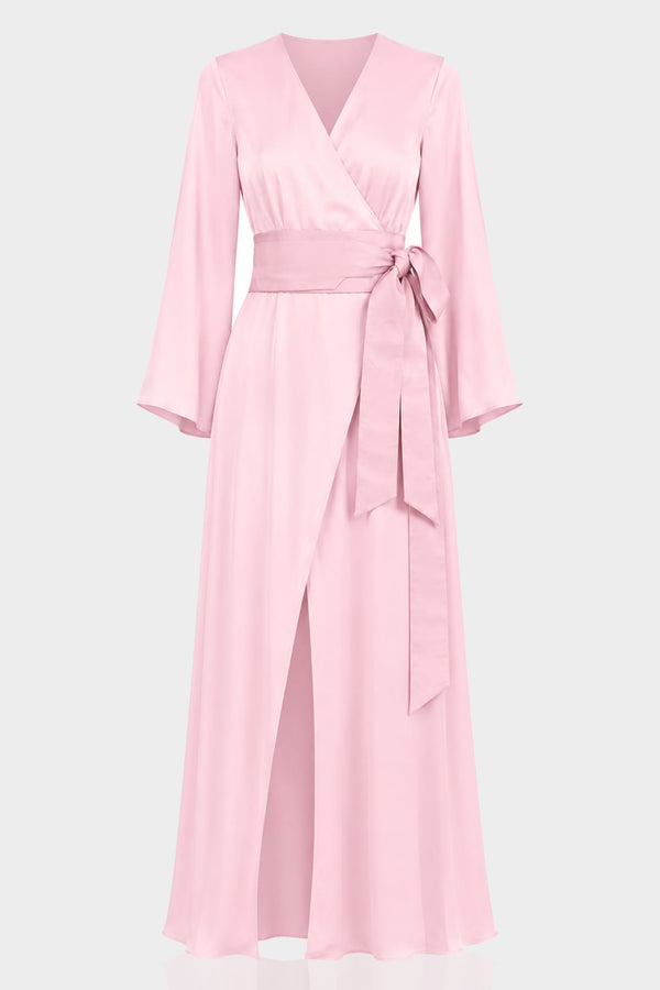 long wrap dress evening summer S Ballet Pink Ultimate Day-to-Night Resort forward piece Moonlight Mirage Criss-Cross Back blue floral sheer dress Color:Rojo