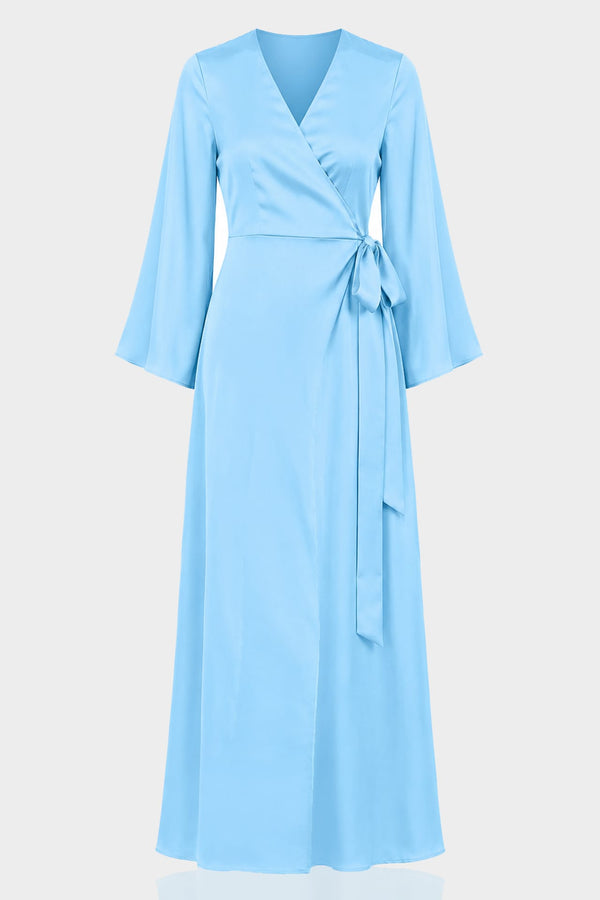 Designer Floor Length Wrap Dress | Long Wrap Dress