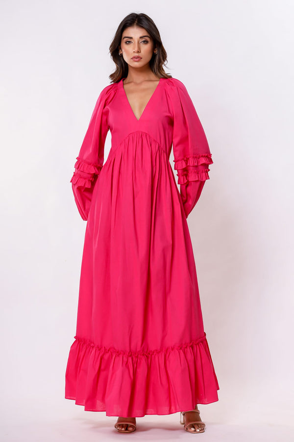 fuchsia cotton dress Roses Are Red Seren Cotton Fit & Flare Dress