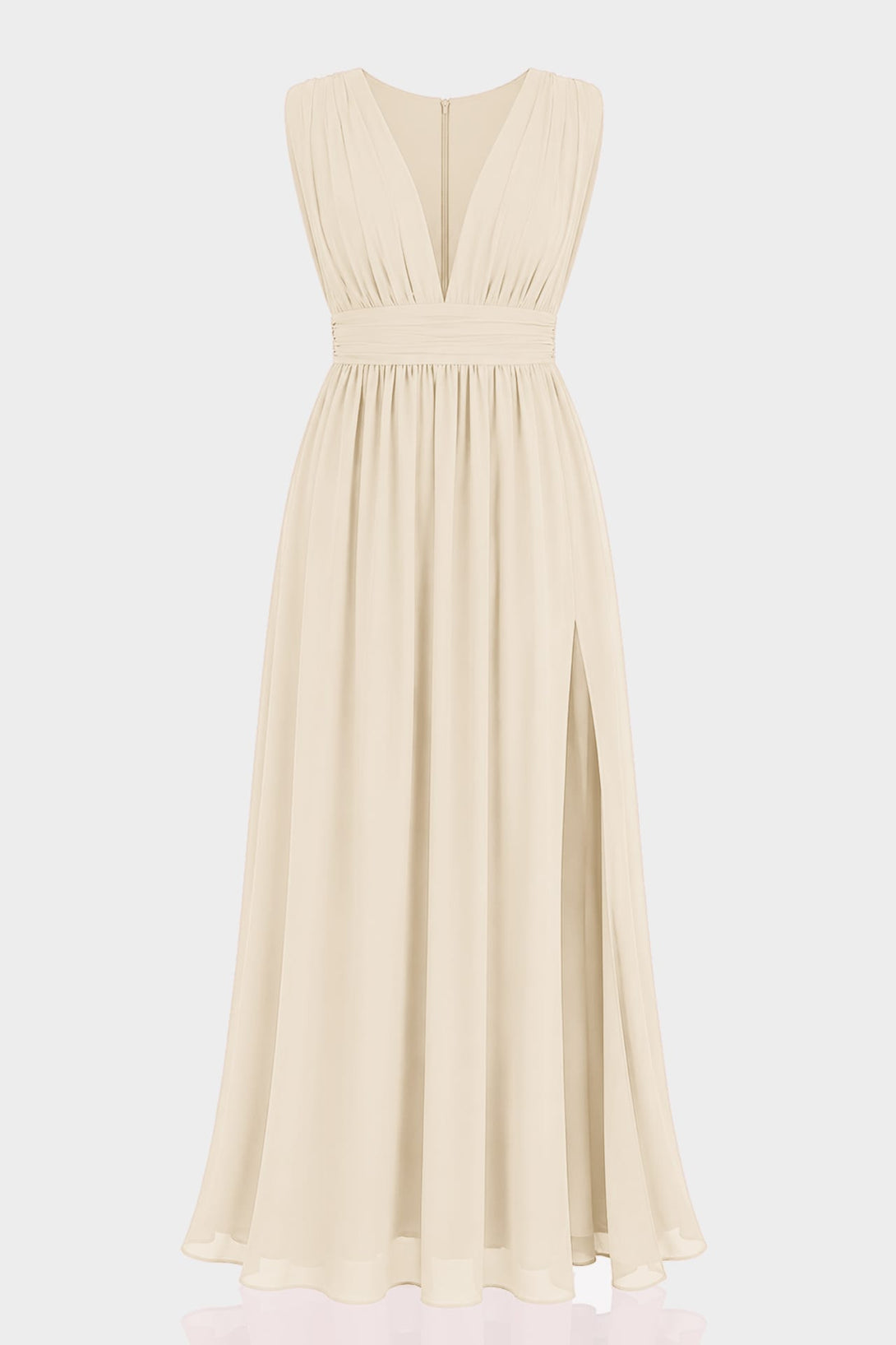 maxi champagne dresses S / With Slit Heaven A-Line Wedding Guest Dress With V Neck by Shahsi Oct less than 99 SAR Chocolate Formal & Evening Size:4 - L Works best for A