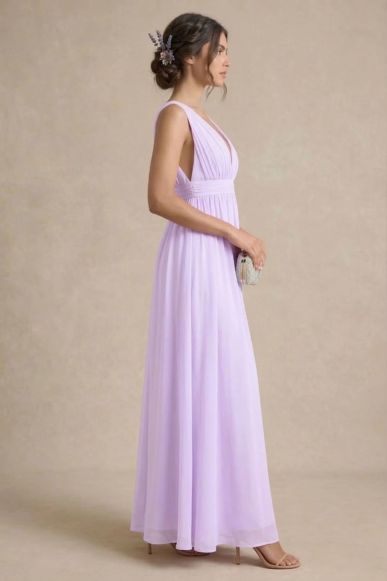 lilac bridesmaid dresses long Dress V-Neck Elegant Maxi CARE:Dry Clean Only Polo Ralph Lauren Men's Size:Extra-Small line lilac chiffon bridesmaid
