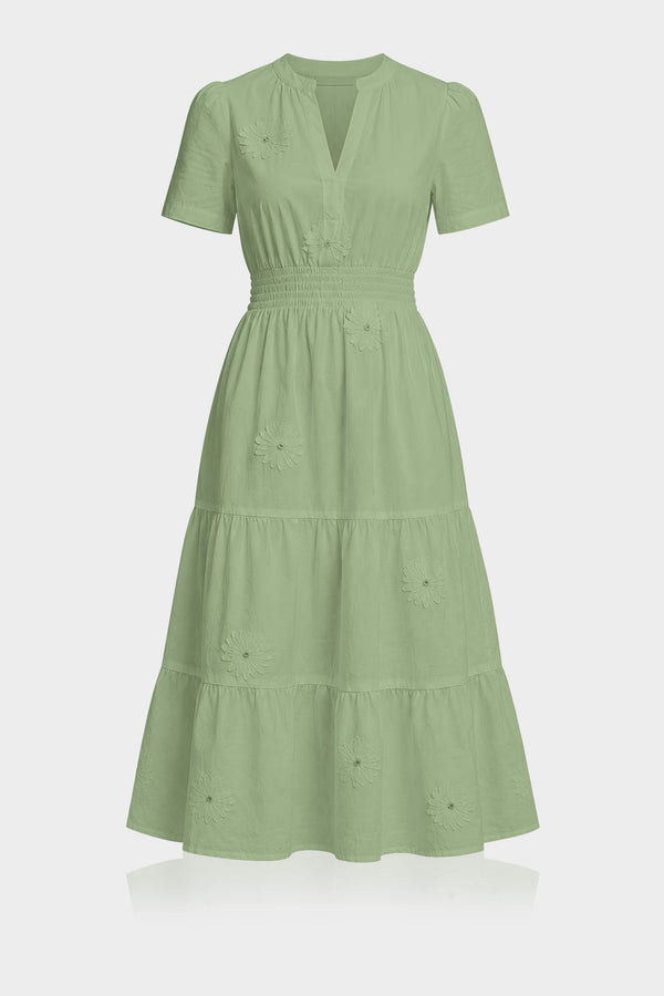 sage green tea dress Embroidered Midi FeedGoogleShopping