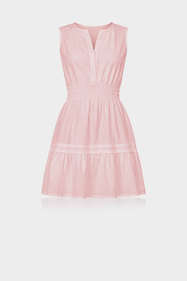 S Blush Pink Smocked Waist 3D Floral Mini Dress – Resort Wear Dress