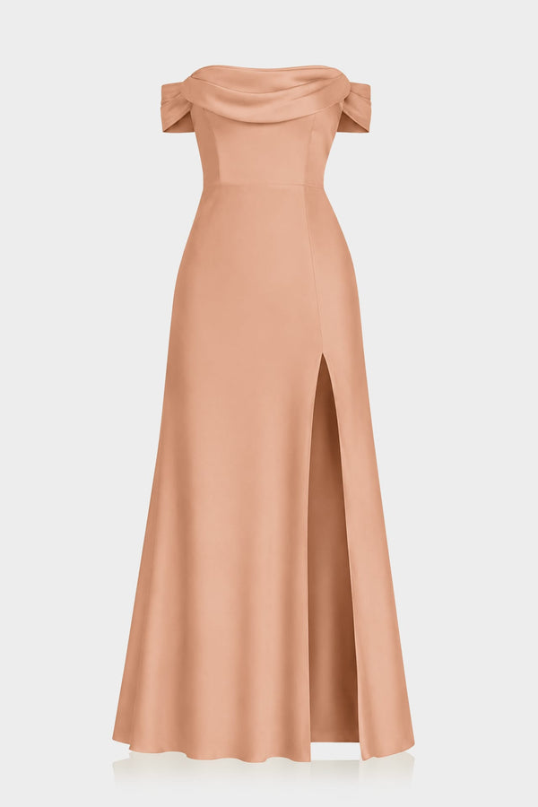 S Luxury Sienna Matte Satin Convertible Bridesmaid Maxi Dress – High Slit Evening Gown