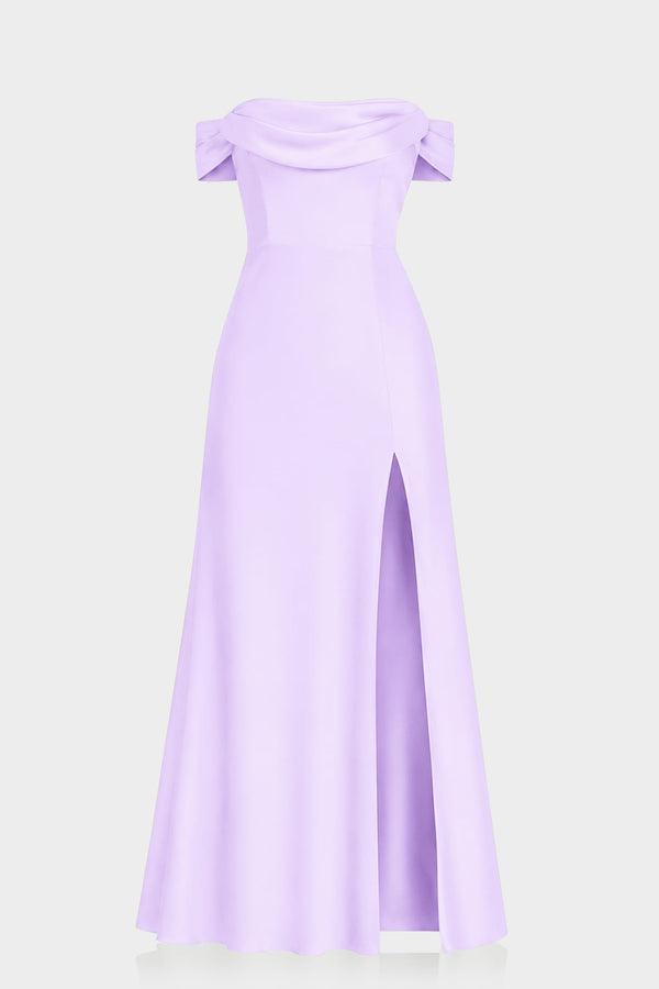 Lilac Satin Halter Maxi Dress