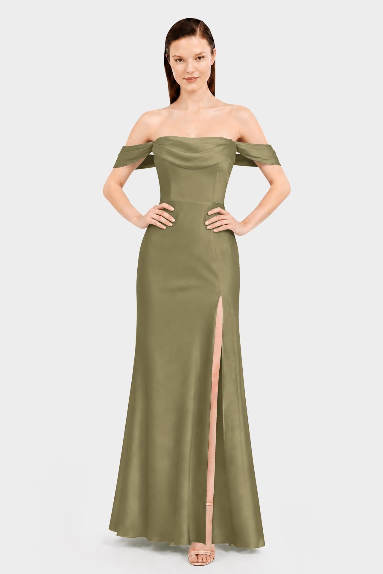 olive satin bridesmaid dresses S Luxury Convertible Matte Maxi Dress with Invisible Back Zip Bust 88cm ASF4-13-2023 Pant Size:L · 34 Paris Hilton Recreates Her