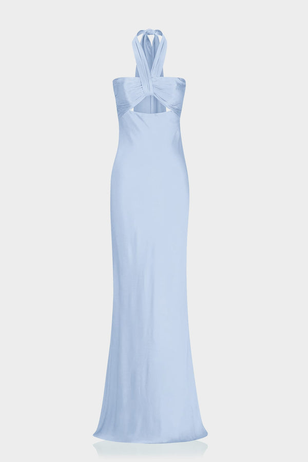 designer halter dress Powder Blue Satin Maxi plunging dresses Color:PARIS-BLUE Legit Websites for Birthday supplier-karen