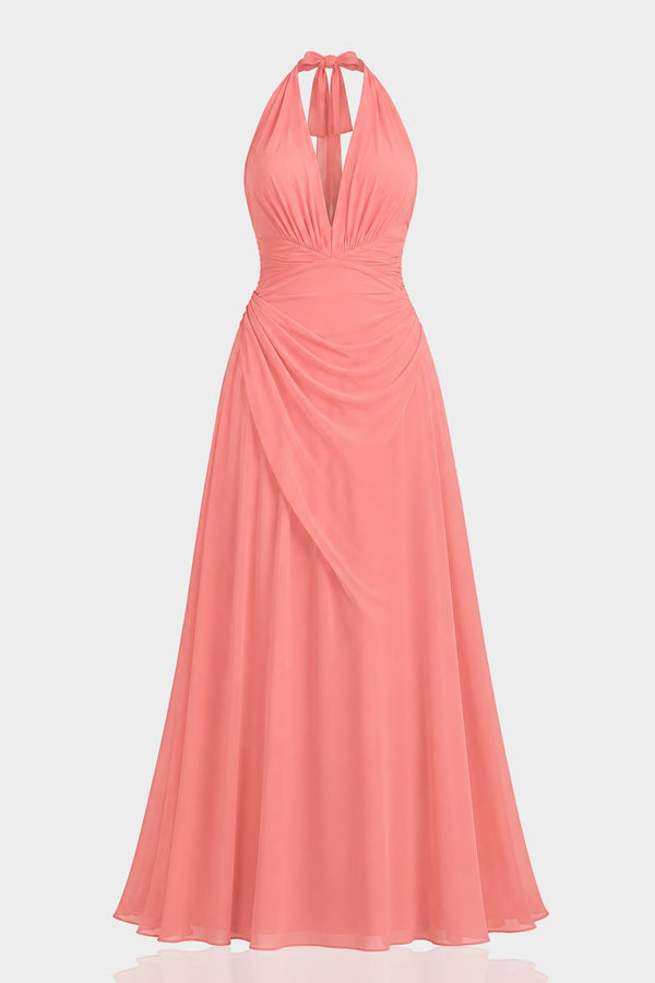 coral pink bridesmaid dresses Chiffon Dress Petite Black Tie Dresses Simple Linen Dress Size:40