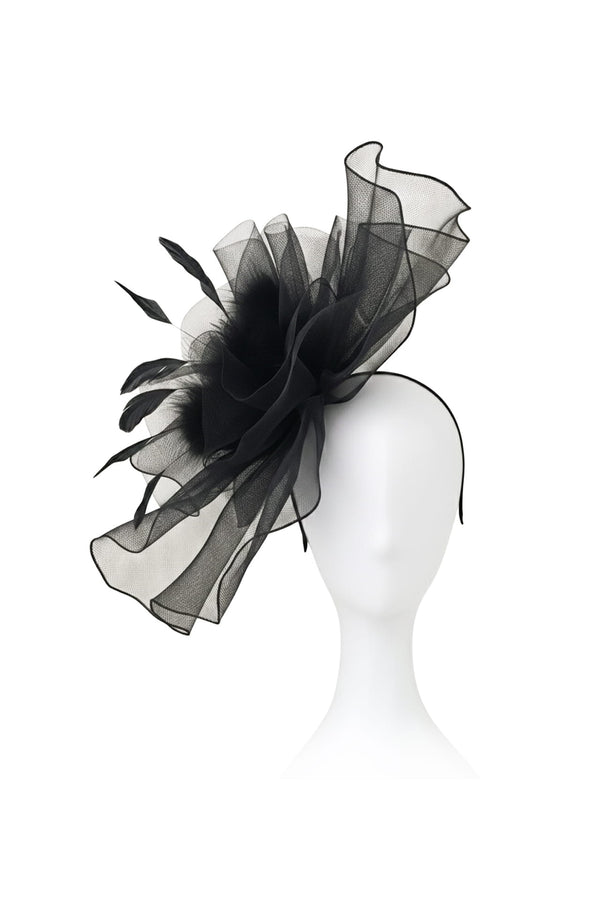 Black Organza Feather Mesh Fascinator Headband – Elegant  display picture 3