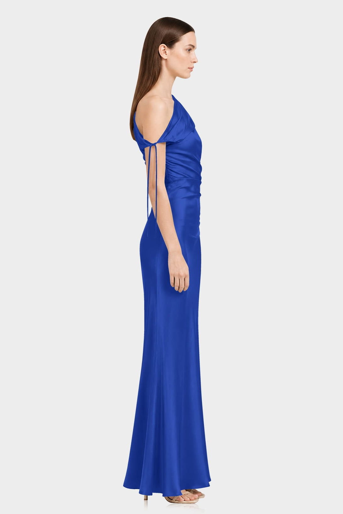 sapphire blue formal dresses One Shoulder Stretch Satin Maxi Dress – Shahida Parides SAPG::491