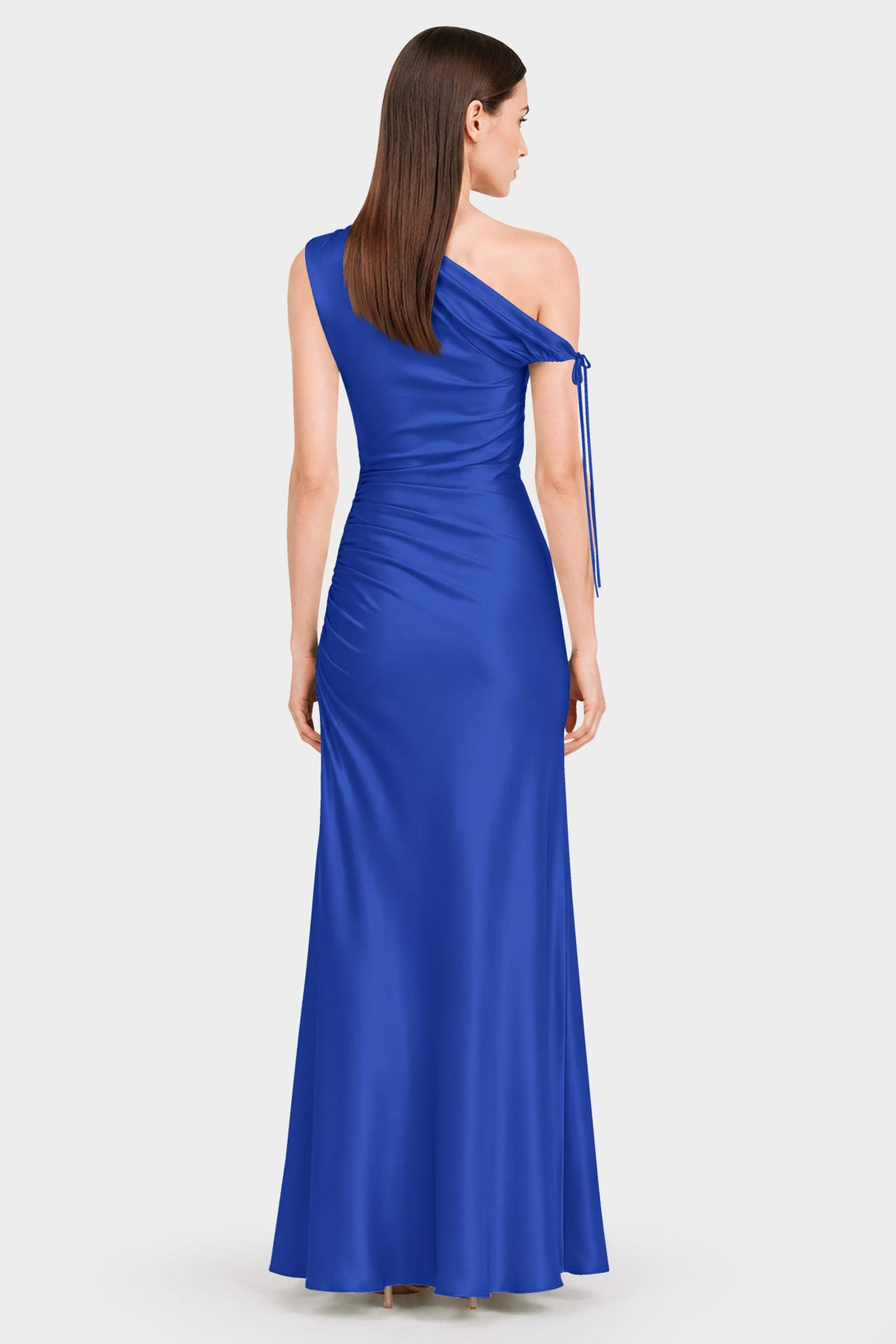 sapphire satin dress S Elegant Blue One Shoulder Gathered Stretch Maxi adidas Originals Women's 3 Color:Azure blue 4 Crafted in a deep May Drop 2
