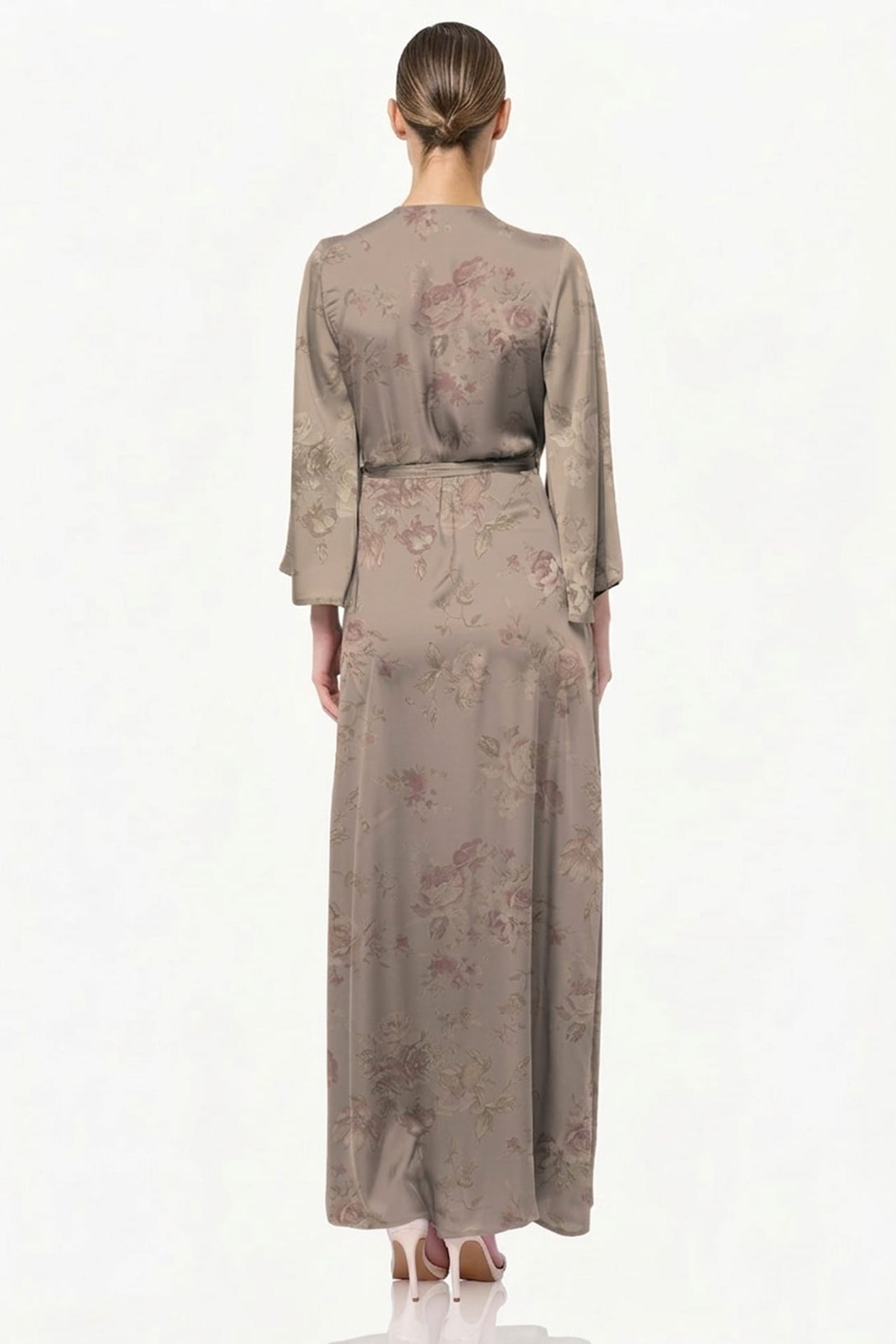 satin tie wrap dress Wine Plus Textured Satin Tie Detail Maxi Dress