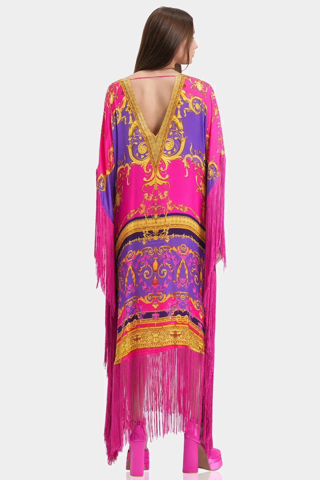 Shahida Fringed V-Neck Kaftan | Shahida – Shahida Parides