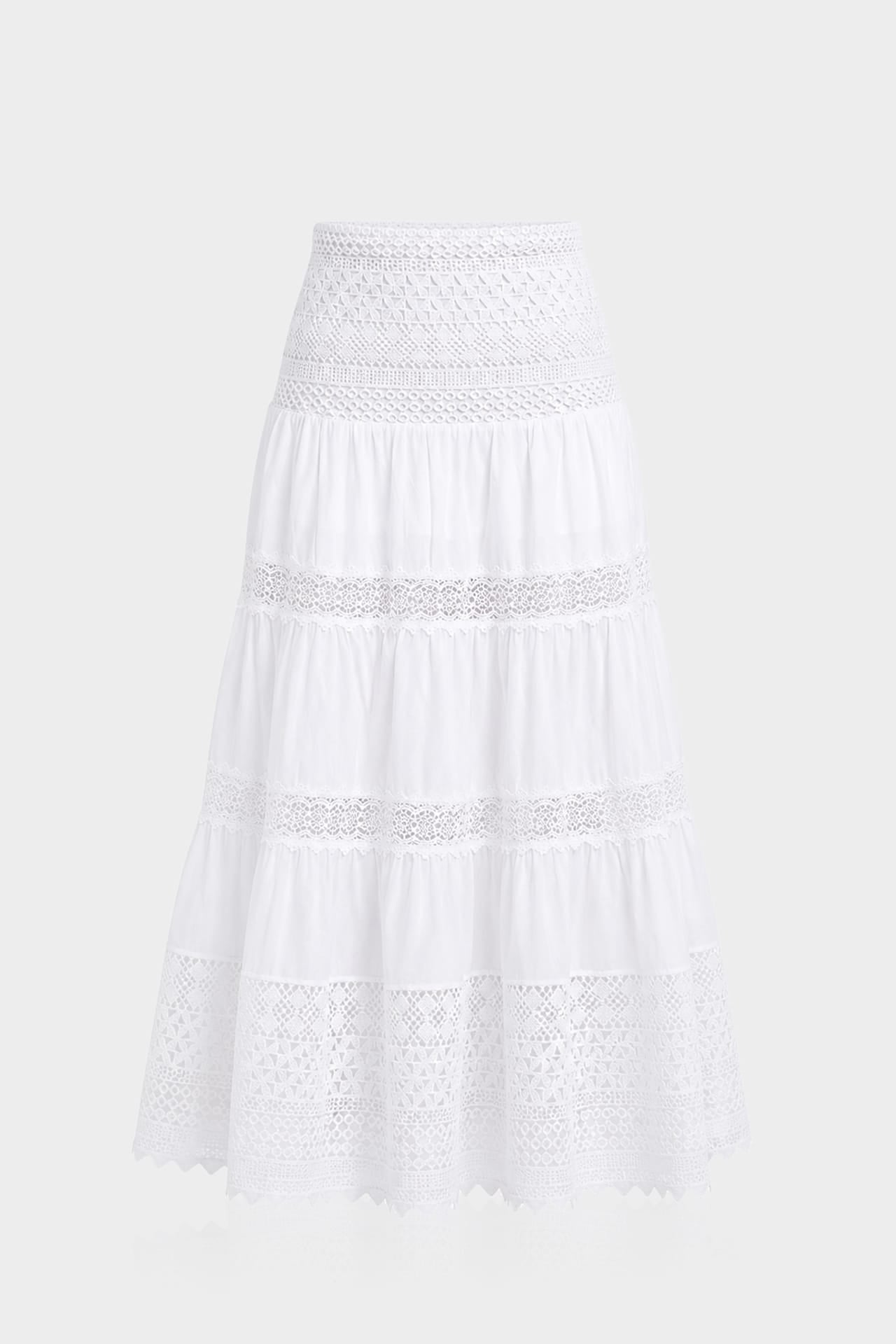 White Lace Midi Skirt Dress |Pure Cotton Maxi Skirt for Women