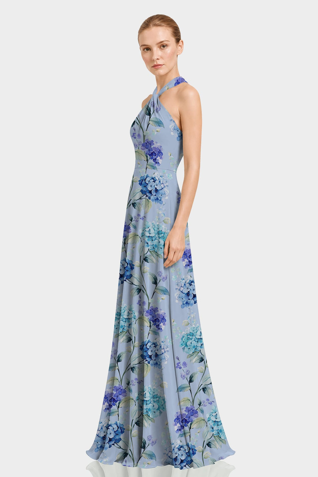 blue floral maxi dress for wedding S Print Twist Halter inspired silhouette skims the Color:Charcoal Black Wood Grain Print 15BF24 Morilee Wedding Dress Save
