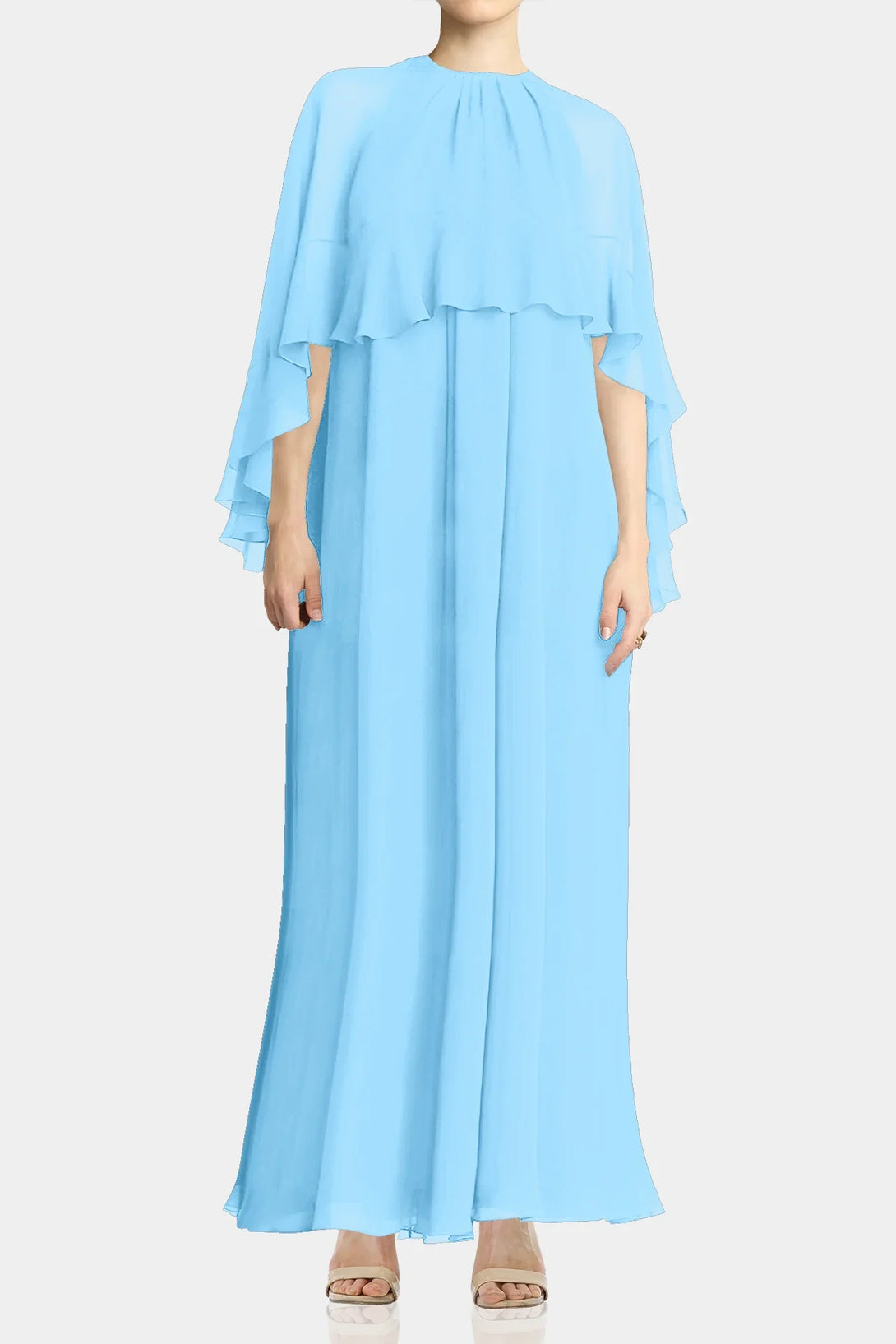 blue dress,
gown with a cape,
plus size cape dress,
Shahida Parides,