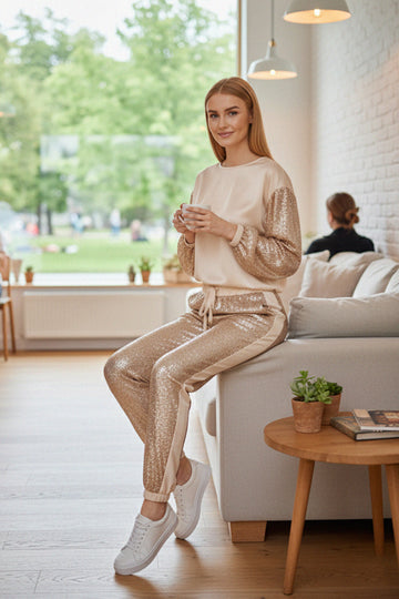 Glam Champagne Sequin Joggers