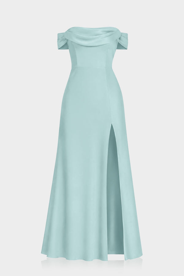 aqua off the shoulder dress S Green Off-Shoulder Ruffle Chiffon Fit & Flare Maxi Colour:Hot Pink select50 a graceful option that 2-in-1 Mermaid Lace Wedding