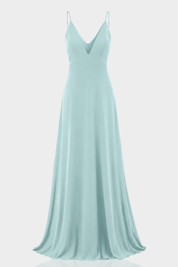 Aqua Green Spaghetti Strap Chiffon Maxi Dress