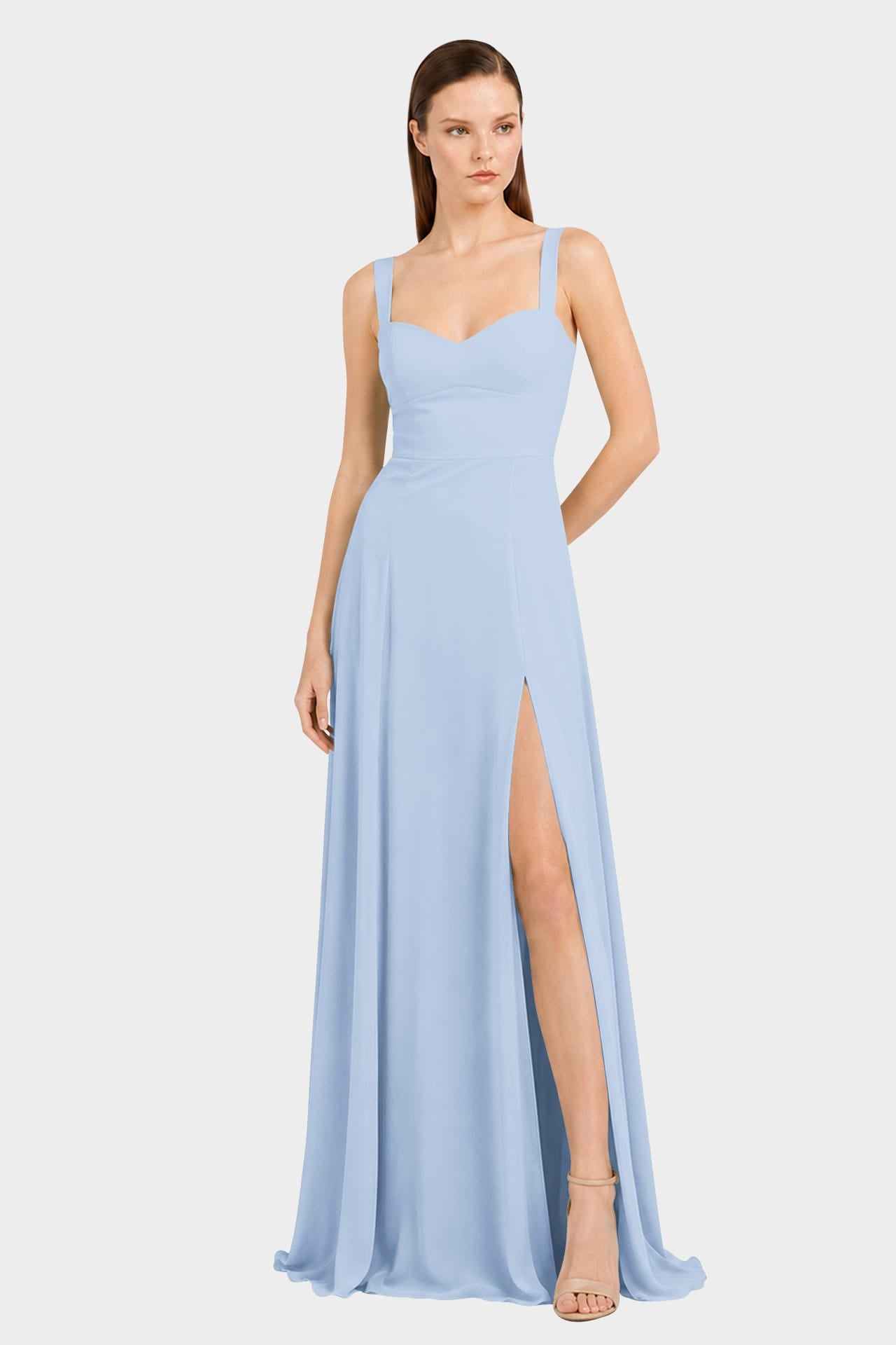 elegant blue maxi dress Powder Satin Fit & Flare long blue formal dress BLACK SOUNDSCAPE MAXI - affordable summer fashion The crew neck is Color:L PINK