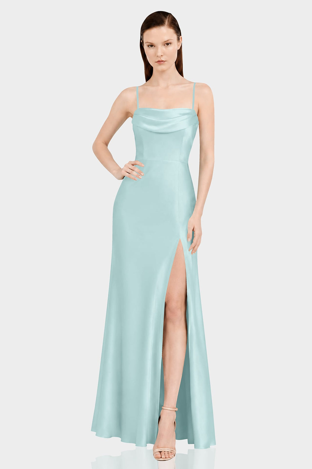 aqua green maxi dress Convertible Matte Satin Maternity friendly