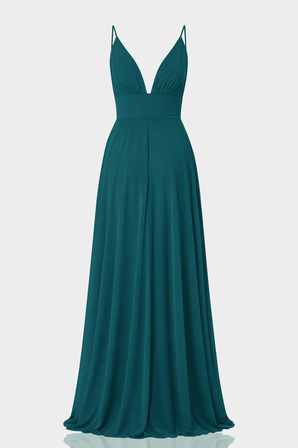 dark teal green bridesmaid dresses Rich Deep V-Neck Chiffon Dress – Shahida Parides first_birthday_dress