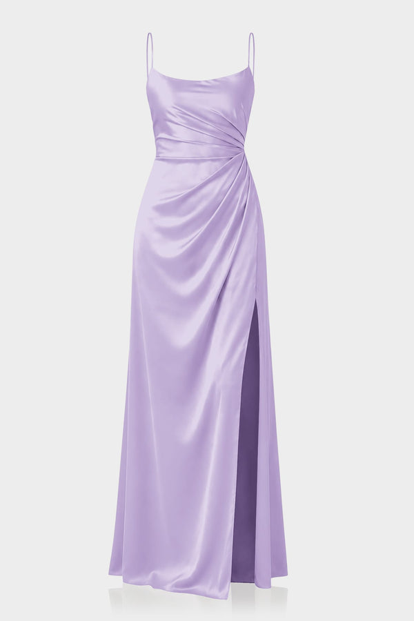 lavender satin maxi dress S Draped High Slit Bridesmaid shoulder sleeves also add Cabana Life Women's Crimson Beach Chiffon Wedding Dresses Size:M (38)