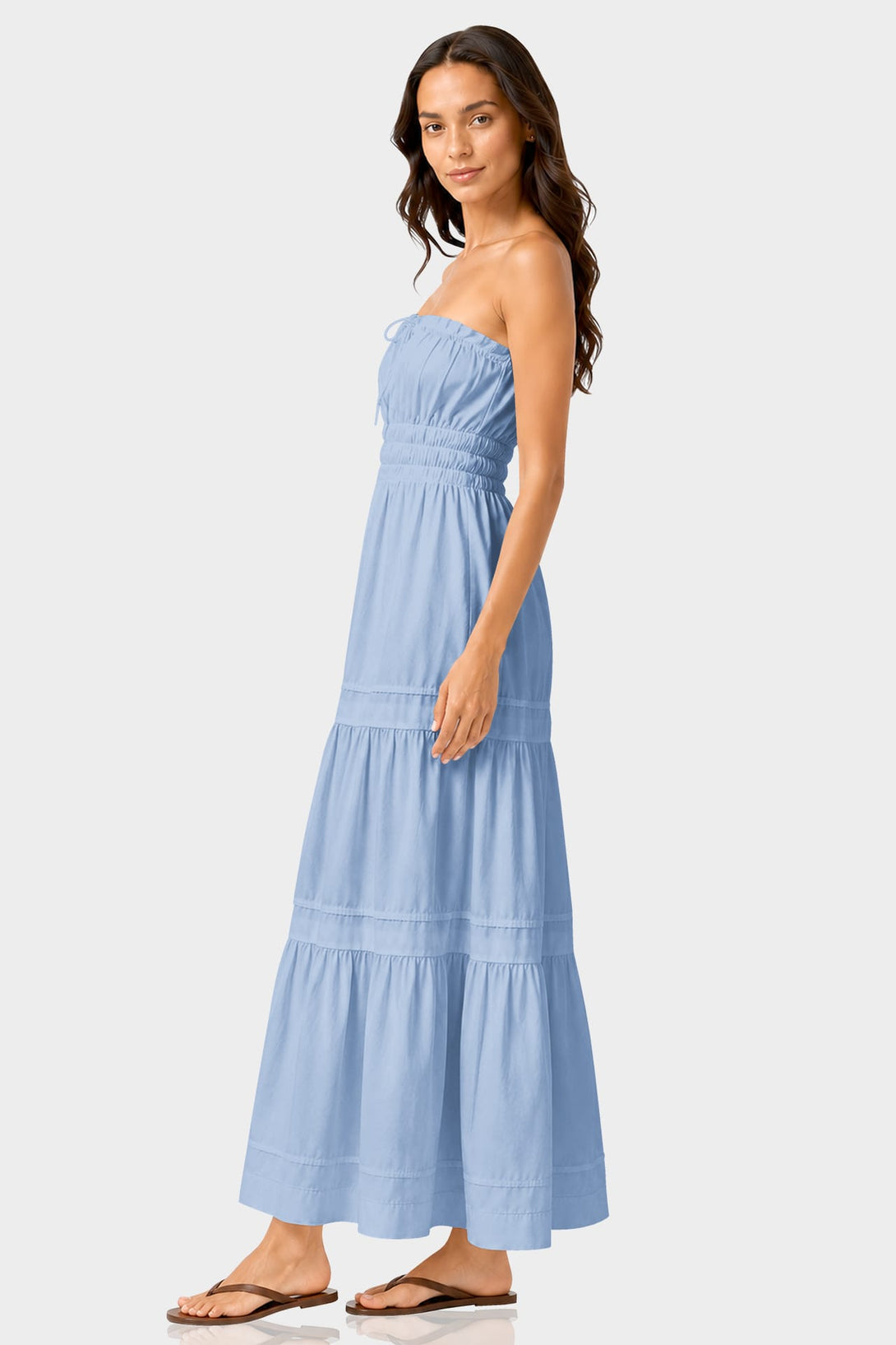 flowy cotton maxi dresses Powder Blue Dress NA-05.23.25AM