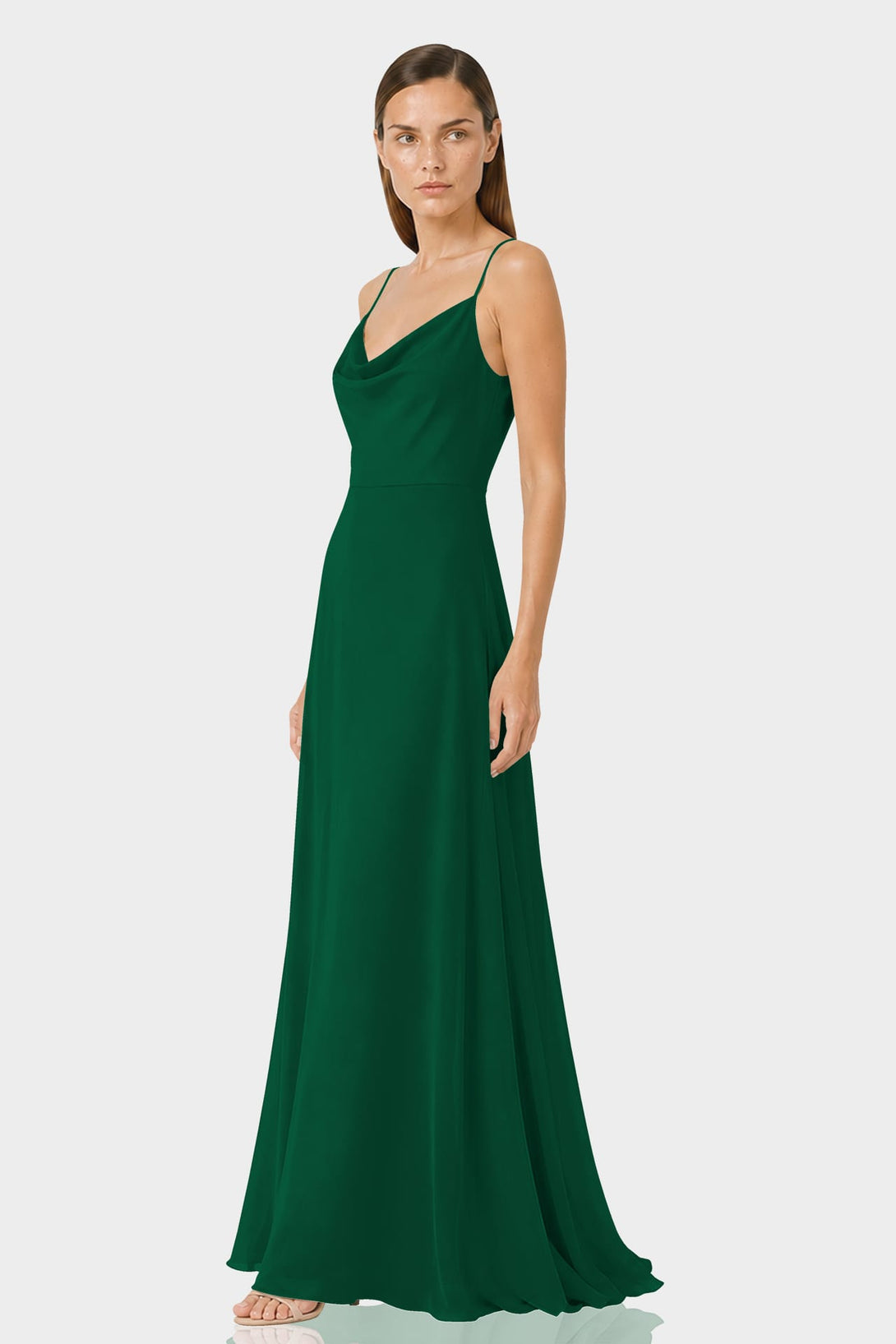 dark green cowl neck dress Chiffon Bridesmaid – Shahida Parides homecoming dresses black girl