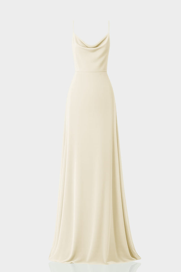 ivory chiffon maxi dress Cowl Neck A-Line Formal Gown – Shahida Parides leopard dress
