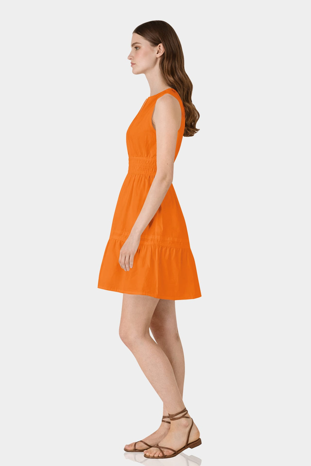 sunset mini dress S Orange Sleeveless Cotton – Mediterranean Summer Dress Size USA Bust Waist philosophy Size:SML (4-6) First ladies' gowns in