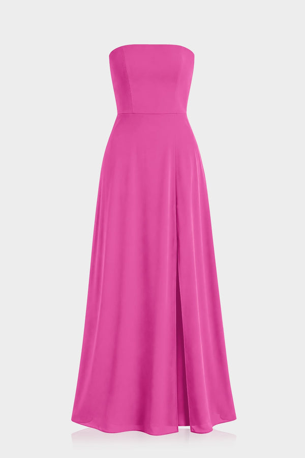 barbie pink formal dress Satin Strapless Floor-Length Evening Gown – Shahida Parides polka dot dress