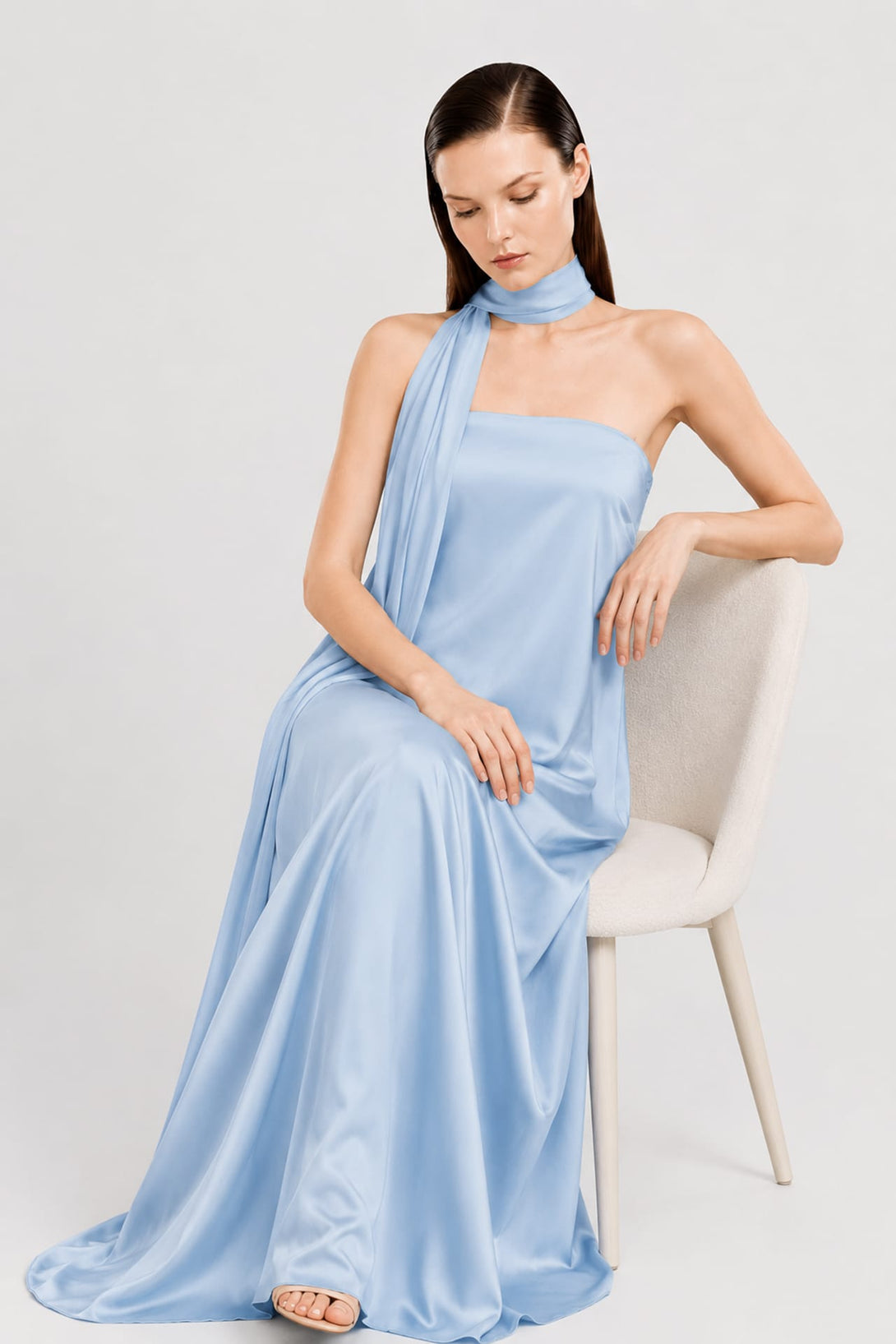 powder blue satin dress Maxi Girls 2022 Sleeveless Embellishment Gold A-Line Spaghetti Straps Women's Size:Euro 39 = US 9-9.5