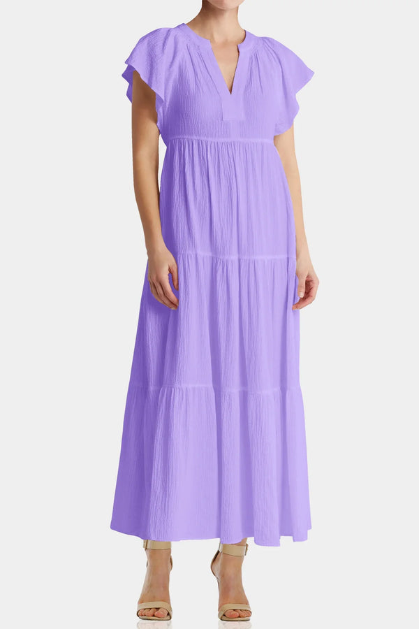 Light Purple Flutter Sleeve Dress
