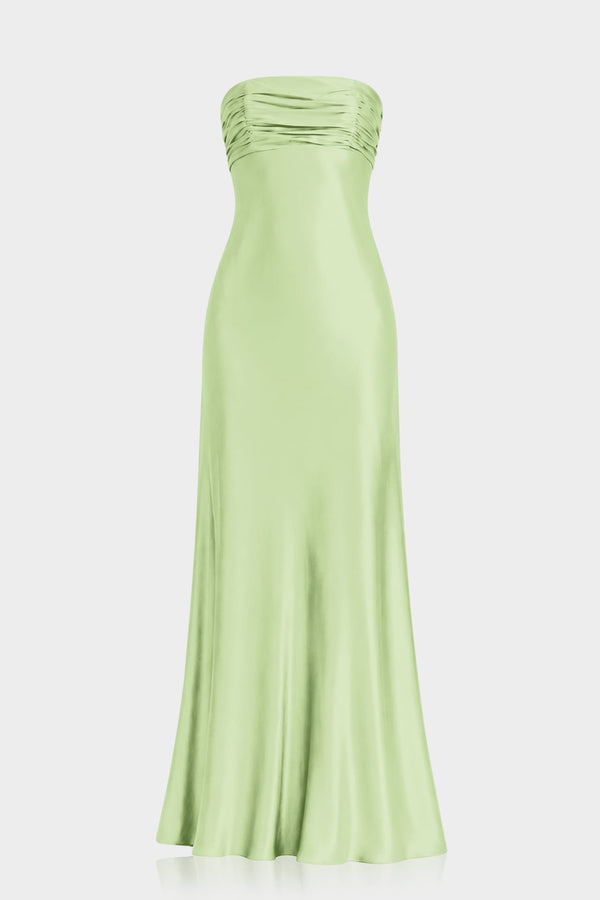 Light Sage Satin Bridesmaid Dress