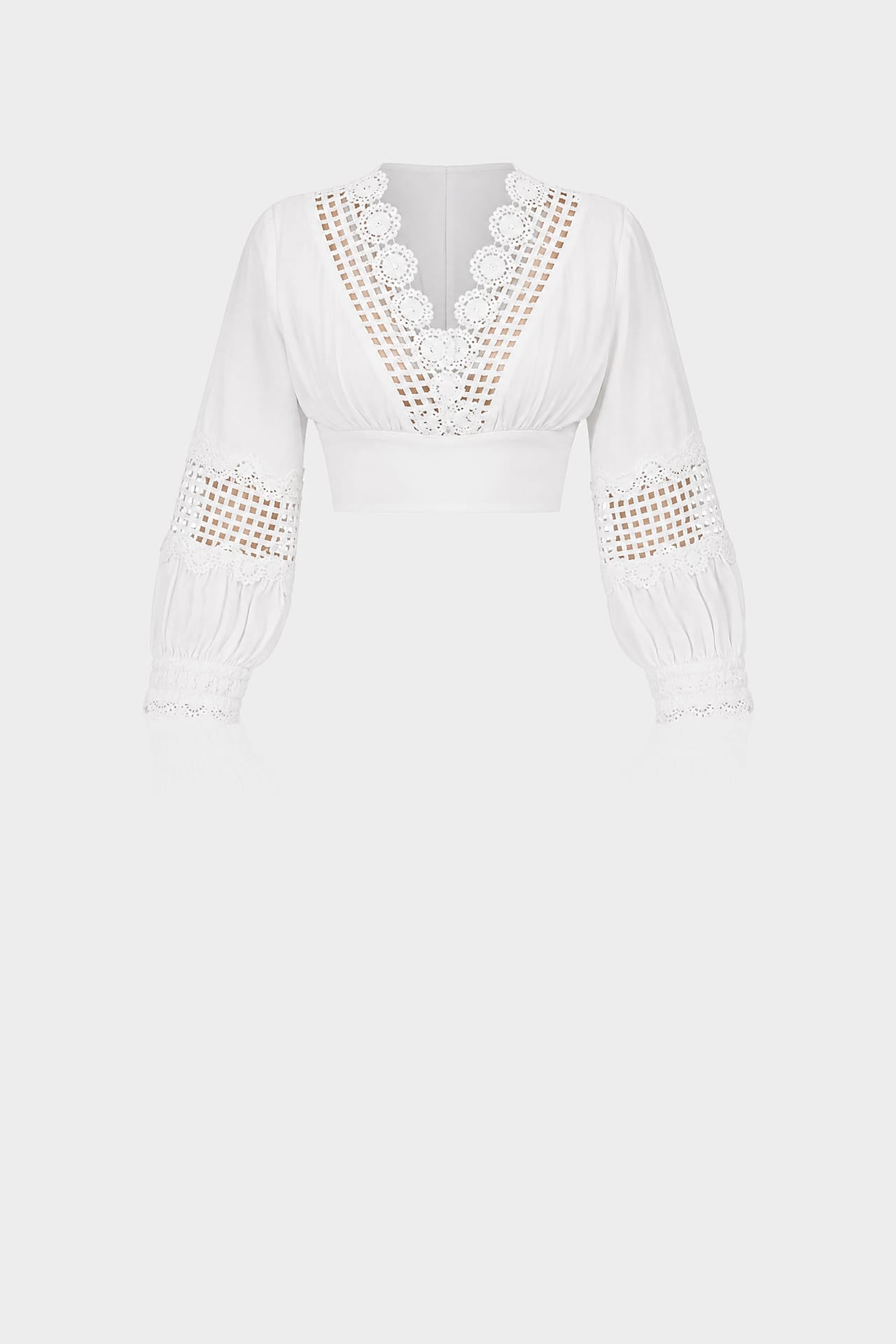 Luxury White Crochet Crop Top with Floral Lace – Shahida Parides