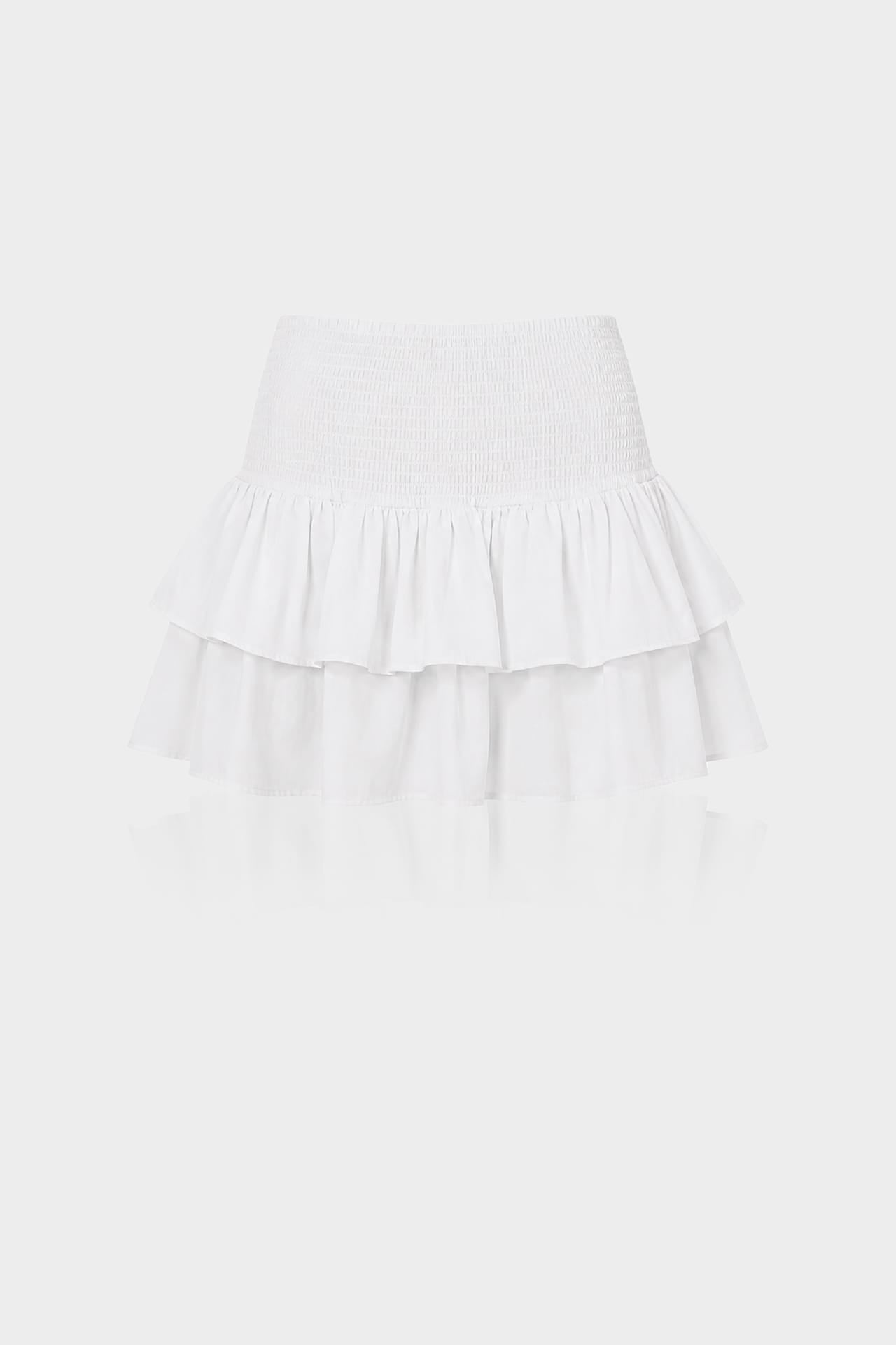 Luxury White Tiered Ruffle Mini Skirt for Women – Shahida Parides