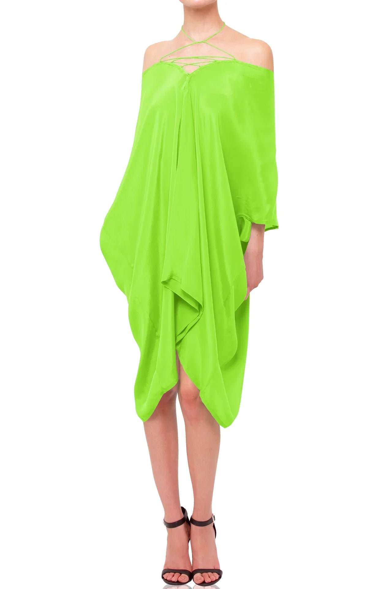 off the shoulder caftan dress Sharp Green Off-Shoulder Kaftan Dress – Short Kaftan Midi with Deep V-Neck | Handmade Caftan & Tunics | Shop All Sale Women’s Clothing XL (14 US