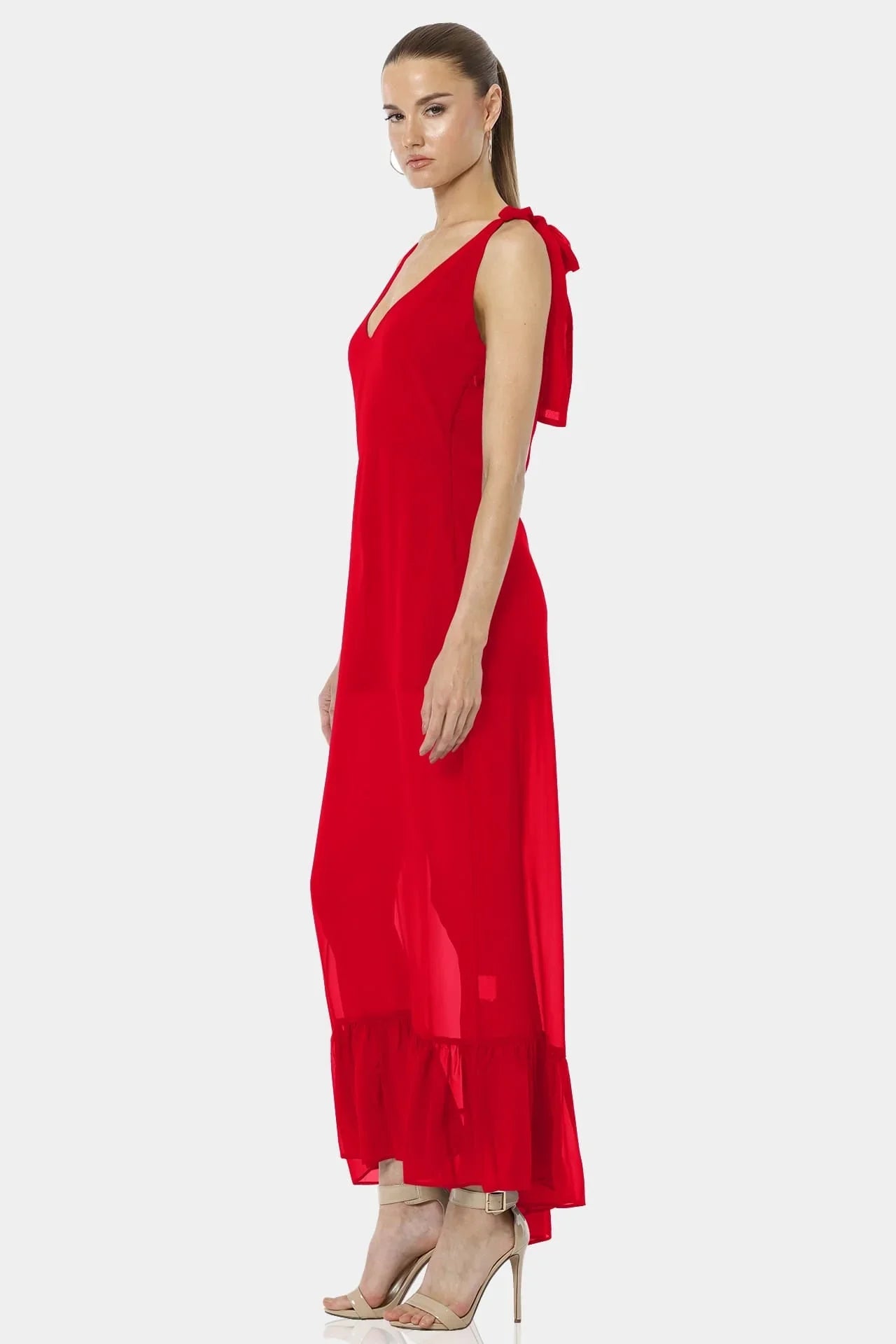 Sheer Maxi Dress | Red See Through Dress